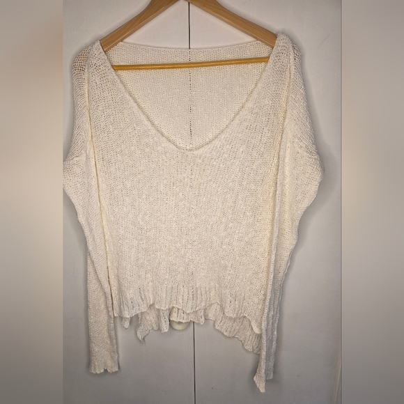 White Lightweight Summer Sweater Italian, lg, cotton/viscose blend - Picture 1 of 9